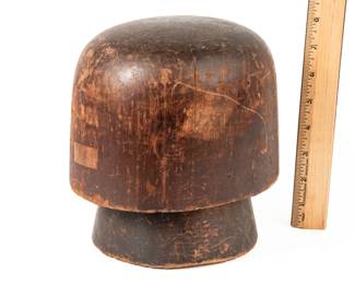  Antique Wooden Millinery Hat Block / Hat Form, Two-Piece
