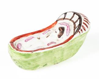 Antique Staffordshire Pearlware Cradle With Sleeping Child