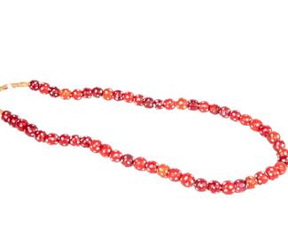 Antique / Vintage Venetian Red Skunk Glass Trade Bead Strand