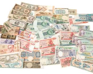  Large Mixed Lot Of Vintage World Banknotes – Brazil, Jamaica, Zimbabwe, Israel, Japan & More