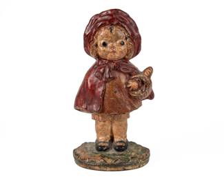 Antique Hubley "Little Red Riding Hood" Cast Iron Doorstop