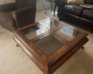 Vintage Coffee Table with Glass Inserts