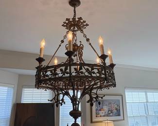 Gothic Revival Style Wrought Iron Chandelier