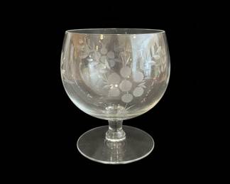 Etched Glass Brandy Snifter Set
