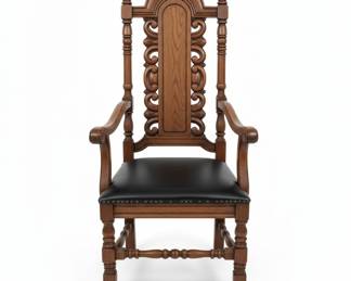 Jacobean Style Carved Oak Dining Chairs Set of 6