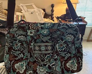 Vera Bradley Zip Tote Bag Java Blue Turquoise Brown Teal Strap