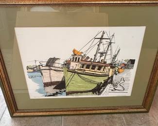 Martin Silverman "Wharfside" Serigraph Nautical Print