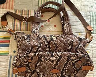 MZ Wallace Snakeskin Print Quilted Tote with Pouch