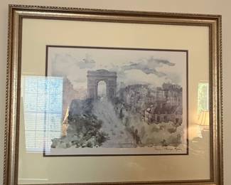 Watercolor Print of Arc de Triomphe, Paris by Maurice Legendre