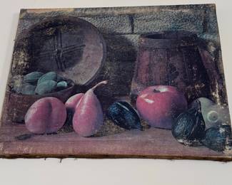 Vintage Still Life Fruit Print on Canvas Board