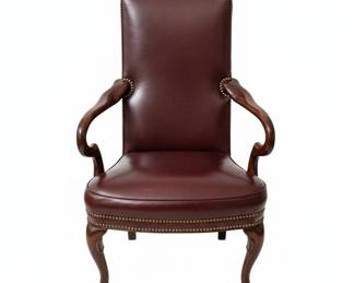 Queen Anne Style Leather Armchair by Hancock and Moore Chair Co.