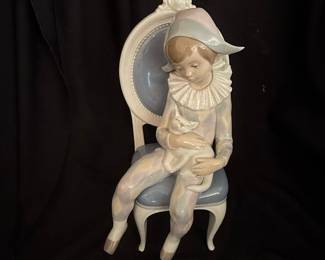 Lladro Young Harlequin #1229 with Cat