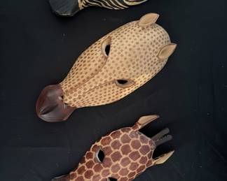 Wooden Animal Wall Masks (Zebra, Giraffe, Leopard/Cheetah)
