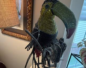 Mid-Century Tropical Glass Bead Toucan Sculpture