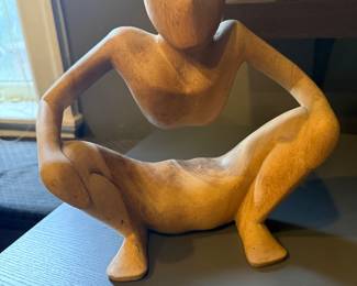 Wood Carved Yoga Sculpture