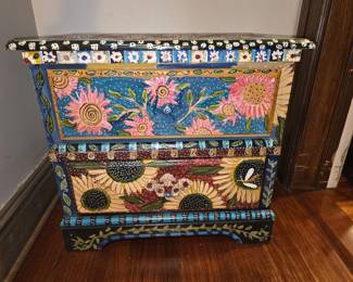 Hand Painted by Local Artist Two Drawer Cabinet