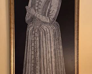 Framed Brass Rubbing Female