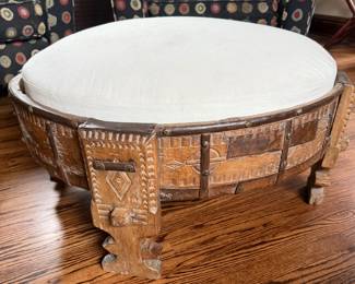 Antique Olive Press converted into a Footstool