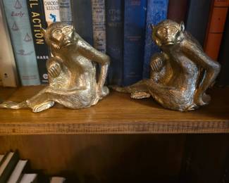 Maitland Smith Gilt Monkey Bookends