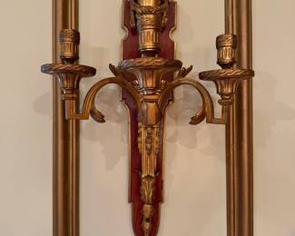 Bronze Three Candle French Empire Sconces Pair