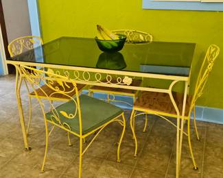 Wrought Iron Smoke Glass Top Table 
