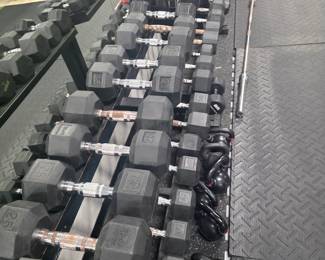 lots of dumbbells