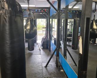 7 floor mounted heavy bag stands (10 foott tall with 4 foot overhang)