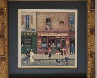 Color Lithograph Of Chez Clovis By Michel Delacroix