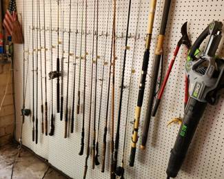 Large selection of fishing rods