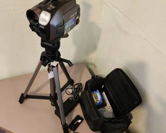 Vintage camcorder with battery and charger
