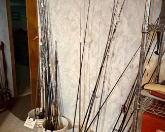 Approximately 150 fishing poles