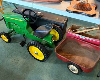 John Deere pedal tractor and wagon