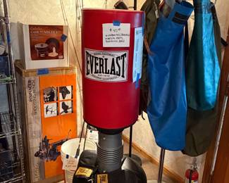 New Caldwell lead sled, new Case tumbler kit, Everlast punching bag, fishing poles, camping bags