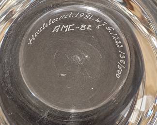 Rare large lidded bowl ( small punch bowl size) signed on the bottom . Hadeland Glassverk "Monark" (Monarch). Pokal lidded presentation bowl/heavy crystal 