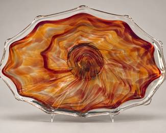 Large 21" hand-blown art glass centerpiece 
