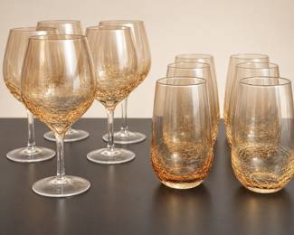 Pier 1 Amber Crackle design glasses 