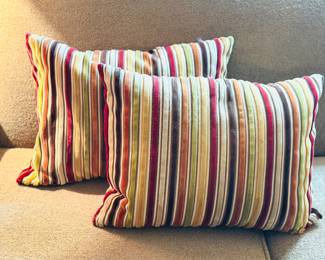 Many accent pillows, several Pier 1