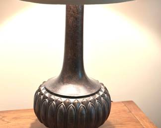 Pair of  long neck and a bulbous base lamps