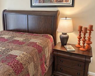 Queen bed, nightstand 