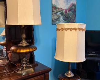 Two unique large lamps in gold hues 