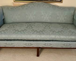 Hickory Fry Blue Damask Chippendale Sofa