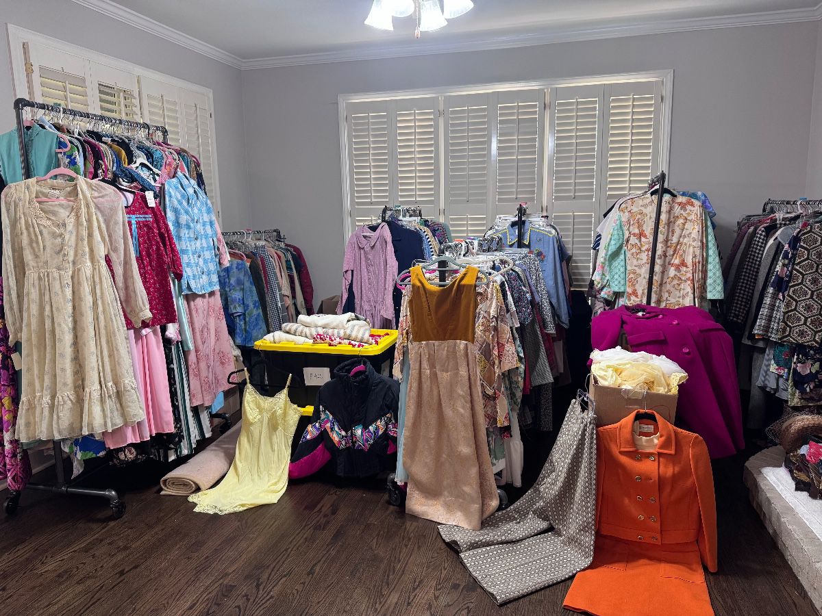 Vintage Clothing Racks will be continually refilled as they are shopped. Over 1000 historic garments available.