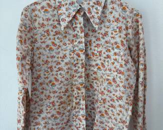 Novelty Print 70s Dagger Collar Top