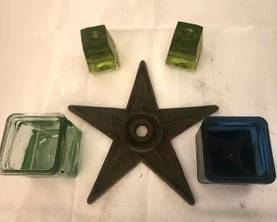 Candle votive holders designer glass candle sticks and iron barn star
