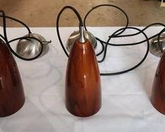 Three glass pendant lights