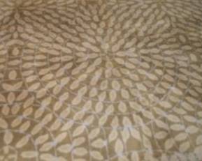 Sage and cream leaf motif area rug