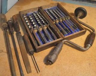 Assorted antique wood working tools