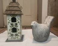 Bird house and cement bird