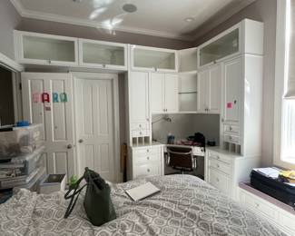 $850 -- White Built-in Study Bookcase Corner Unit