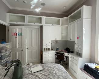 $850 -- White Built-in Study Bookcase Corner Unit